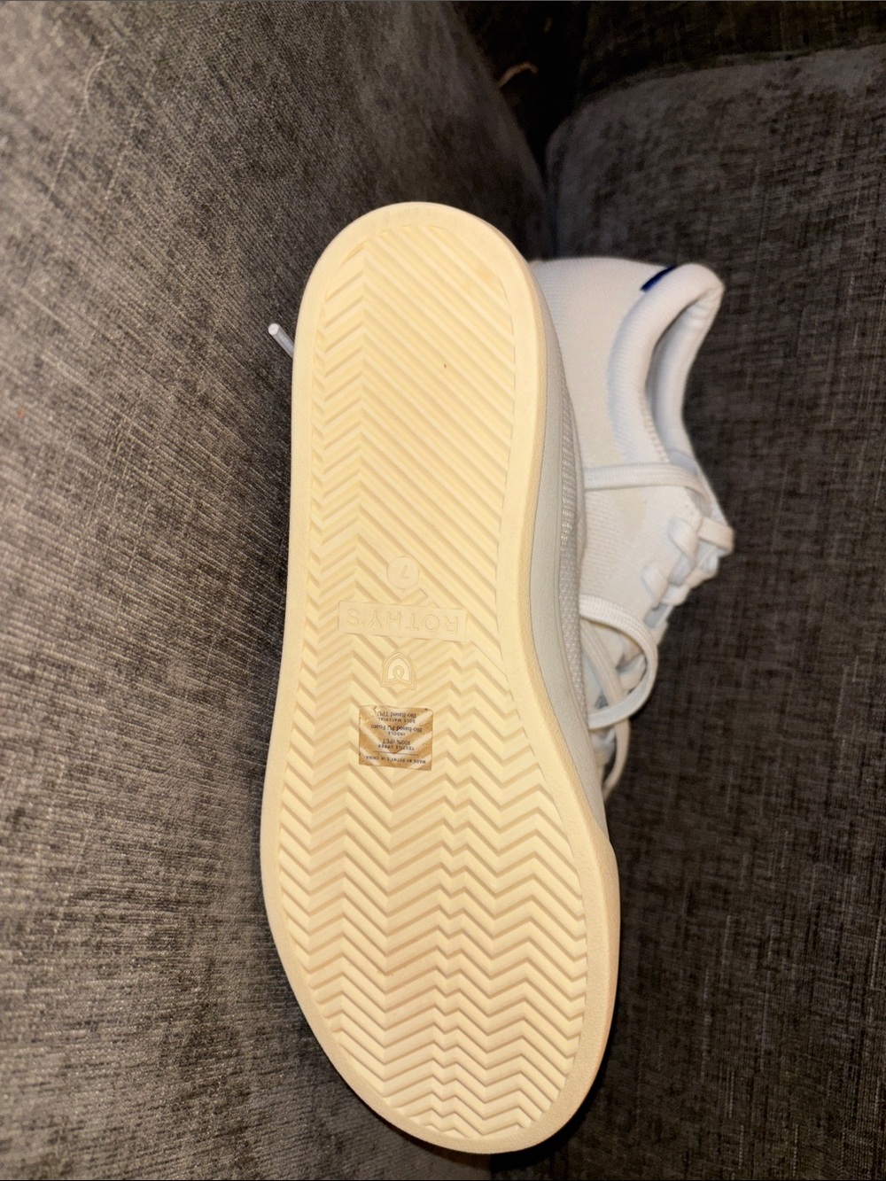 Rothy's White Knit Low-Top Sneakers with Cream Soles - Picture 4 of 4